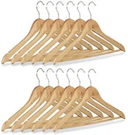 Wieszaki i stojaki - Relaxdays wieszak drewniany zestaw, do spodni, wieszak na ubrania, hak obrotowy, HB: 22,5 x 44,5 cm, naturalny, różne zestawy 10021850_312 - miniaturka - grafika 1