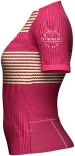 Compressport Triathlonowa koszulka kompresyjna damska TRI POSTURAL SS TOP różowo-zielona - Bielizna sportowa damska - miniaturka - grafika 6