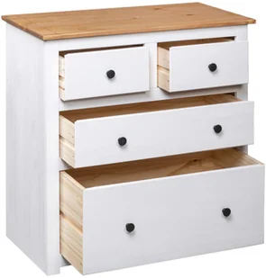 vidaXL Szafka, biała, 80 x 40 x 83 cm, drewno sosnowe, seria Panama vidaXL - Szafki do salonu - miniaturka - grafika 6