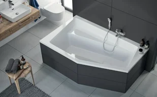 Actima Vesper wanna narożna 160x100 cm lewa biała (WAEX.VEL16WH) - Wanny - miniaturka - grafika 4