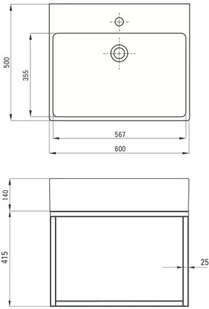 Deante Temisto Umywalka stawiana na blacie z konsolą łazienkową wiszącą 60x50 CDTW6U6S CDTW6U6S - Umywalki - miniaturka - grafika 2