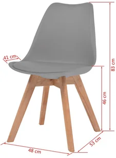 vidaXL Krzesła do jadalni, 4 szt., sztuczna skóra, lite drewno, szare - Krzesła - miniaturka - grafika 6