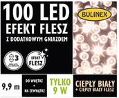 Oświetlenie świąteczne - Bulinex Lampki LED 100L 9,9 m flesz z dodatkowym gniazdem barwa ciepła biała 13-135 - miniaturka - grafika 1
