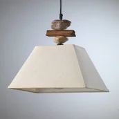 Lampy sufitowe - EULUNA Lampa wisząca Seregon tkanina i kamienny dekor - miniaturka - grafika 1