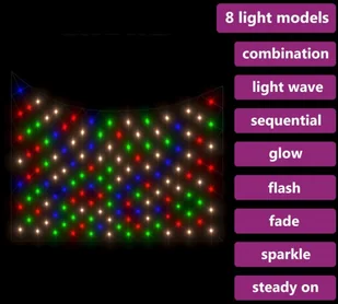 vidaXL Siatka z lampek LED, kolorowa, 3x3 m, 306 LED, do domu i ogrodu 328781 - Lampy ogrodowe - miniaturka - grafika 3