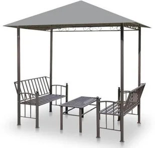 vidaXL Zadaszenie ogrodowe ze stołem i ławkami, 2,5x1,5x2,4m, antracyt - Pawilony ogrodowe - miniaturka - grafika 7