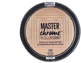 Maybelline Master Chrome Metallic Highlighter rozświetlacz w kamieniu 100 Molten Gold 6,7g - Rozświetlacze do twarzy i ciała - miniaturka - grafika 3