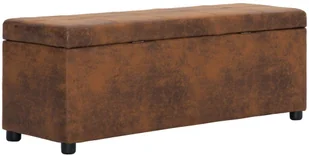 vidaXL Ławka ze schowkiem, 116 cm, brązowa, sztuczna skóra zamszowa vidaXL - Ławki do przedpokoju - miniaturka - grafika 7