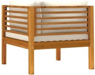 VidaXL Moduł sofy narożnej z kremową poduszką, drewno akacjowe 316287 - Sofy ogrodowe - miniaturka - grafika 5