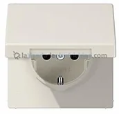 Gniazdka elektryczne - Jung JUNG gniazdo wtykowe z zestykiem ochronnym 16 A 250 V nietłukące z zabezpieczeniem przed dotykiem i rozkładana pokrywa seria LS Biały, 1 sztuka, LS 1520 BFKIKL - miniaturka - grafika 1