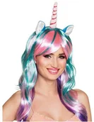 Dodatki do strojów karnawałowych - Boland Peruka party "Jednorożec z rogiem i uszami" kolorowa BOLAND 85818 - miniaturka - grafika 1