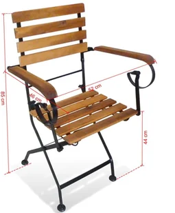 vidaXL Składane krzesła ogrodowe 2 szt. stal i lite drewno akacjowe 43735 - Fotele i krzesła ogrodowe - miniaturka - grafika 8