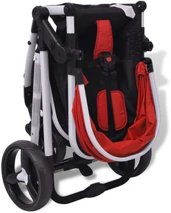 vidaXL Wózek wielofunkcyjny 3w1 aluminium czerwony i czarny - Wózki dziecięce - miniaturka - grafika 12