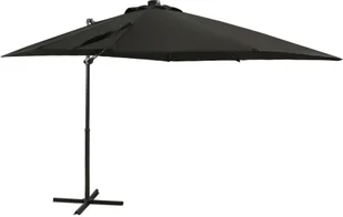 vidaXL Parasol wiszący z lampkami LED i słupkiem, czarny, 250 cm 312324 - Parasole ogrodowe - miniaturka - grafika 2