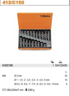 BETA KPL.WIERTEŁ 1-10MM 150SZT 412/C150 - Wiertła - miniaturka - grafika 2