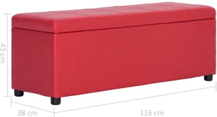 vidaXL Ławka ze schowkiem, 116 cm, czerwona, sztuczna skóra vidaXL - Ławki do przedpokoju - miniaturka - grafika 9