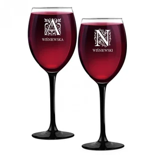 Murrano Kieliszki szklane x2 z czarną nóżką onyx z grawerunkiem dla pary 2xSKI-ONYX-012 - Gadżety dla niej i dla niego - miniaturka - grafika 4