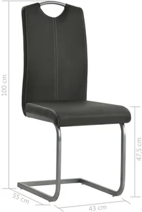 vidaXL Krzesła do jadalni, 6 szt., sztuczna skóra, 43x55x100 cm, szare - Krzesła - miniaturka - grafika 8