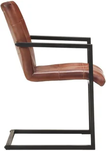 vidaXL Lumarko Krzesła stołowe, wspornikowe, 4 szt., brązowe, skóra naturalna 3059815 - Krzesła - miniaturka - grafika 6