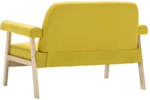 vidaXL Sofa 2-osobowa tapicerowana tkaniną, żółta - Sofy i kanapy - miniaturka - grafika 6