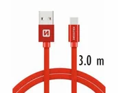 Ładowarki do telefonów - Swissten przewód do transmisji danych TEXTILE USB USB C 3m CZERWONY 71527901 # Wpisz kod MDC5PL22 i uzyskaj dodatkowe 25 % rabatu na ten produkt promocja do 17.05.2020 - miniaturka - grafika 1