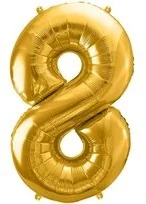 PartyDeco Balon foliowy Cyfra 8, 86cm, złoty FB1M-8-019 - Balony i akcesoria - miniaturka - grafika 3
