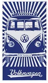 Ręczniki - VW Collection by BRISA VW Bulli T1 duży ręcznik plażowy ręcznik kąpielowy ręcznik do sauny, niebieski/biały, 160x90 BUBT02 - miniaturka - grafika 1