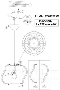 Trio LAMPA wisząca PUMPKIN R30473001 minimalistyczna OPRAWA zwis kula ball biała przezroczysta R30473001 - Lampy sufitowe - miniaturka - grafika 2