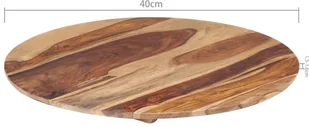 vidaXL Blat stołu, lite drewno sheesham, okrągły, 15-16 mm, 40 cm vidaXL - Blaty meblowe i parapety okienne - miniaturka - grafika 3
