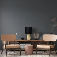 Lampy stojące - Näve Lampa stołowa Aurum, tkanina, czarno/złota - miniaturka - grafika 1