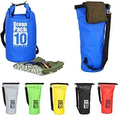 Kajaki - Relaxdays Ocean Pack 10 L, odporną na wodę Dry Bag, ultralekki worek do suchych f. kajak, żeglarstwo, jazda na nartach, rożne. Kolory, niebieski, 10l 10022783_45 - miniaturka - grafika 1