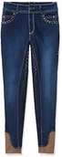 Bryczesy - HKM spodnie do jazdy konnej dla dorosłych -Pasadena-Summer Denim silikonowe pełne obszycie 6100 dżinsowy niebieski 140, 6100 dżinsowy niebieski, 140, HKM 4057052015113 - miniaturka - grafika 1