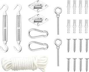 vidaXL 9-cz. zestaw akcesoriów do montażu żagla ogrodowego, stal - Pozostałe narzędzia ogrodowe - miniaturka - grafika 9