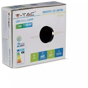 v-tac Oprawa Ścienna V-TAC 4W LED IP65 Czarna Okrągła VT-706 4000K 440lm - Lampy ścienne - miniaturka - grafika 12