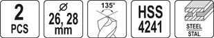 Yato KOMPLET WIERTEŁ DO METALU 2SZT 26-28MM - Wiertła - miniaturka - grafika 4