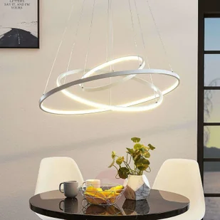 Lampenwelt com Lampa wisząca LED Ezana, trzy pierścienie, biała - Lampy sufitowe - miniaturka - grafika 3