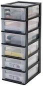 Kosmetyczki, organizery i kuferki - Iris Ohyama Iris Ohyama, Wieża do przechowywania, Organizer, 6 szuflady po 7 L, na dokumenty formatu A4, szuflady przezroczyste, biuro, pokój dzienny - Organizer Chest OCH-2006 - Czarny - miniaturka - grafika 1