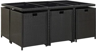 vidaXL 11-cz. zestaw mebli ogrodowych z poduszkami, rattan PE, czarny 46533 - Meble ogrodowe - miniaturka - grafika 4