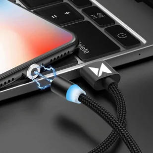 Wozinsky Magnetyczny kabel przewód USB / micro USB / USB Typ C / Lightning 1m z diodą LED czarny WMC-01 - Kable USB - miniaturka - grafika 9