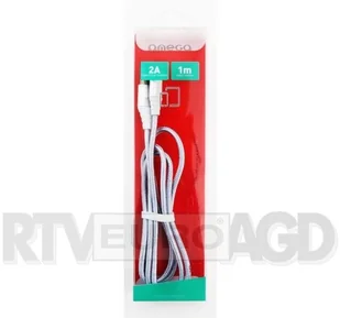 Omega COBRA FABRIC CABLE BRAIDED LIGHTNING TO USB 2A TAIWAN CHIP 1M SILVER [44265] OUFBB3LBOXS - Kable USB - miniaturka - grafika 3