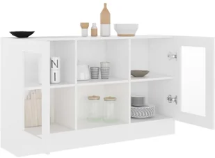 vidaXL Witryna, biała, 120 x 30,5 x 70 cm, płyta wiórowa 802786 - Szafki do salonu - miniaturka - grafika 4