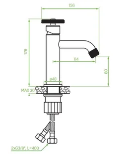 Laveo Bateria umywalkowa z korkiem Klik-Klak grafit MURO BAU 922D - Baterie umywalkowe - miniaturka - grafika 4