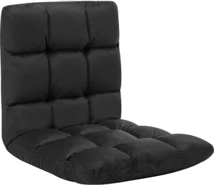 VidaXL Składane krzesło podłogowe, czarne, mikrofibra - Szezlongi - miniaturka - grafika 2