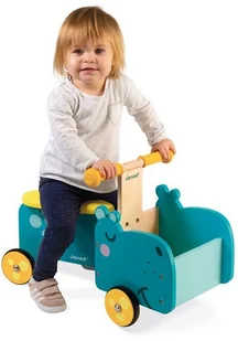 Janod drewniany jeździk ze skrzynią Hipopotam - Jeździki dla dzieci - miniaturka - grafika 9