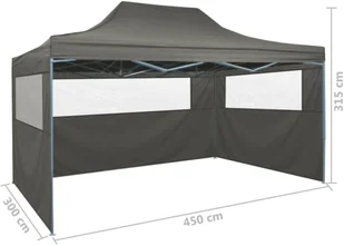 vidaXL Rozkładany namiot z 3 ściankami, 3 x 4,5 m, antracytowy - Pawilony ogrodowe - miniaturka - grafika 29