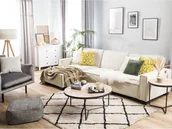 Narożniki - Beliani Sofa narożna prawostronna z funkcją spania beżowa ROMEDAL - miniaturka - grafika 1