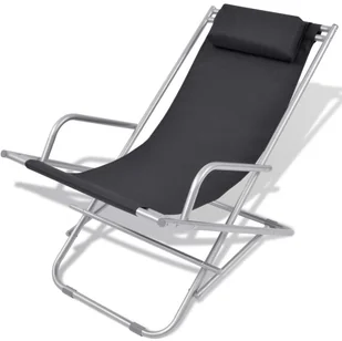 vidaXL Leżak rozkładany, 2 szt, kolor czarny, stal, 69 x 61 94 cm - Leżaki ogrodowe - miniaturka - grafika 2