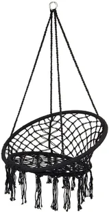 ROYOKAMP Hamak ażurowy fotel wiszący 80x60cm luxe z poduszką czarny vic-24068-0 - Hamaki - miniaturka - grafika 2