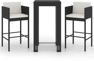 vidaXL 3-cz zestaw mebli barowych z poduszkami rattan PE czarny 3094778 - Pozostałe meble ogrodowe - miniaturka - grafika 3