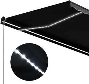 vidaXL Ręcznie zwijana markiza z LED, 350 x 250 cm, antracytowa vidaXL - Markizy - miniaturka - grafika 6